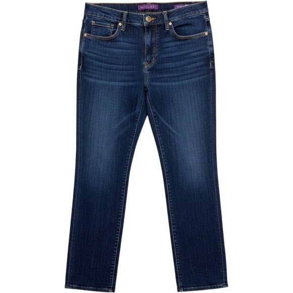 Gloria Vanderbilt Denim - Gloria Vanderbilt Amanda High Rise Straight Leg Jeans Dark Wash Blue Womens 14